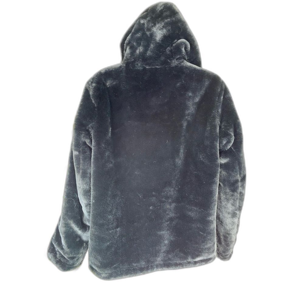 Pendleton Reversible Hooded heavy coat W/S Gray Aztec Print/black fux fur LN - Picture 8 of 16